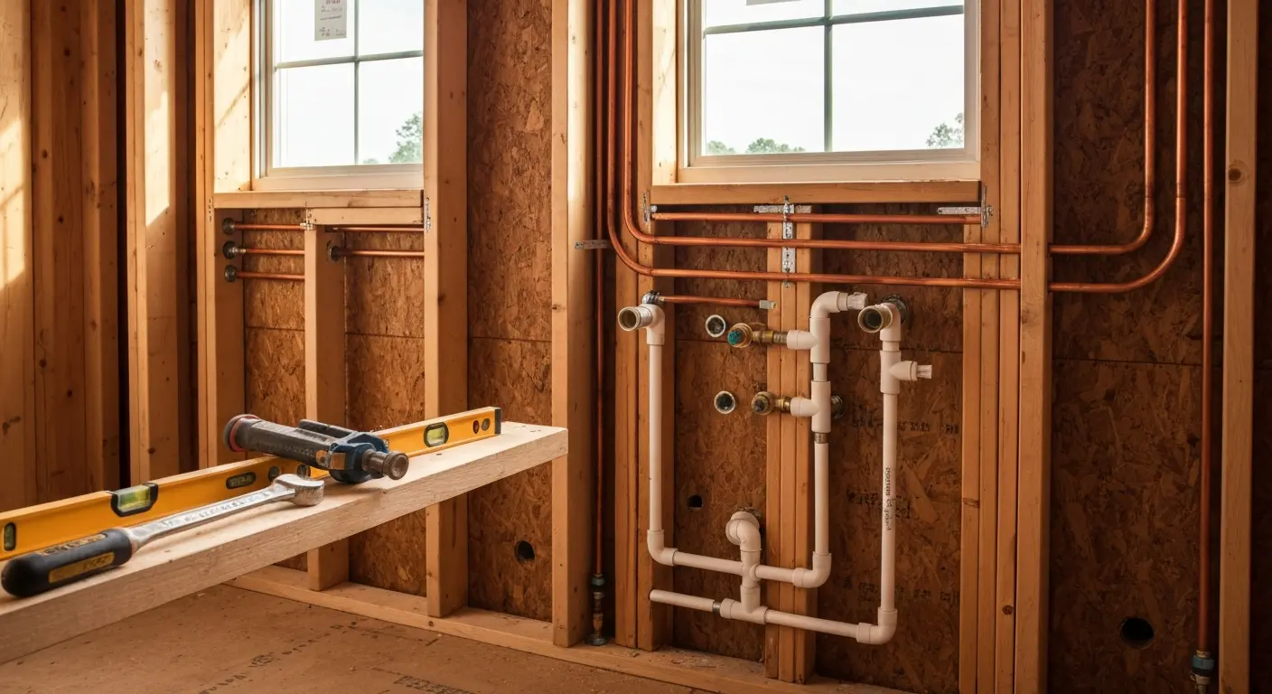 Plumbing rough-in for shower installation
