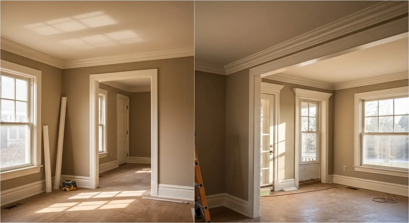 Whole-home crown molding installation