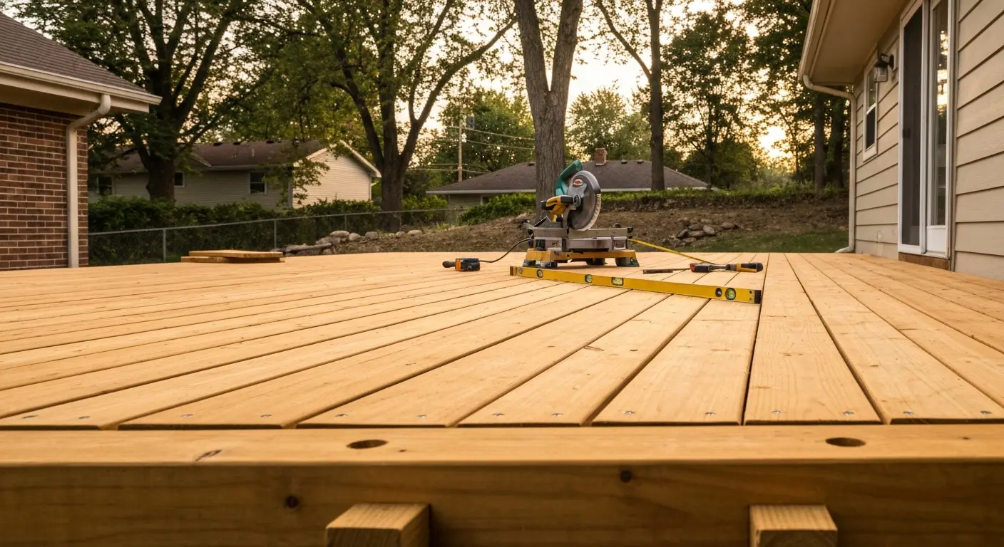 Treated lumber deck construction