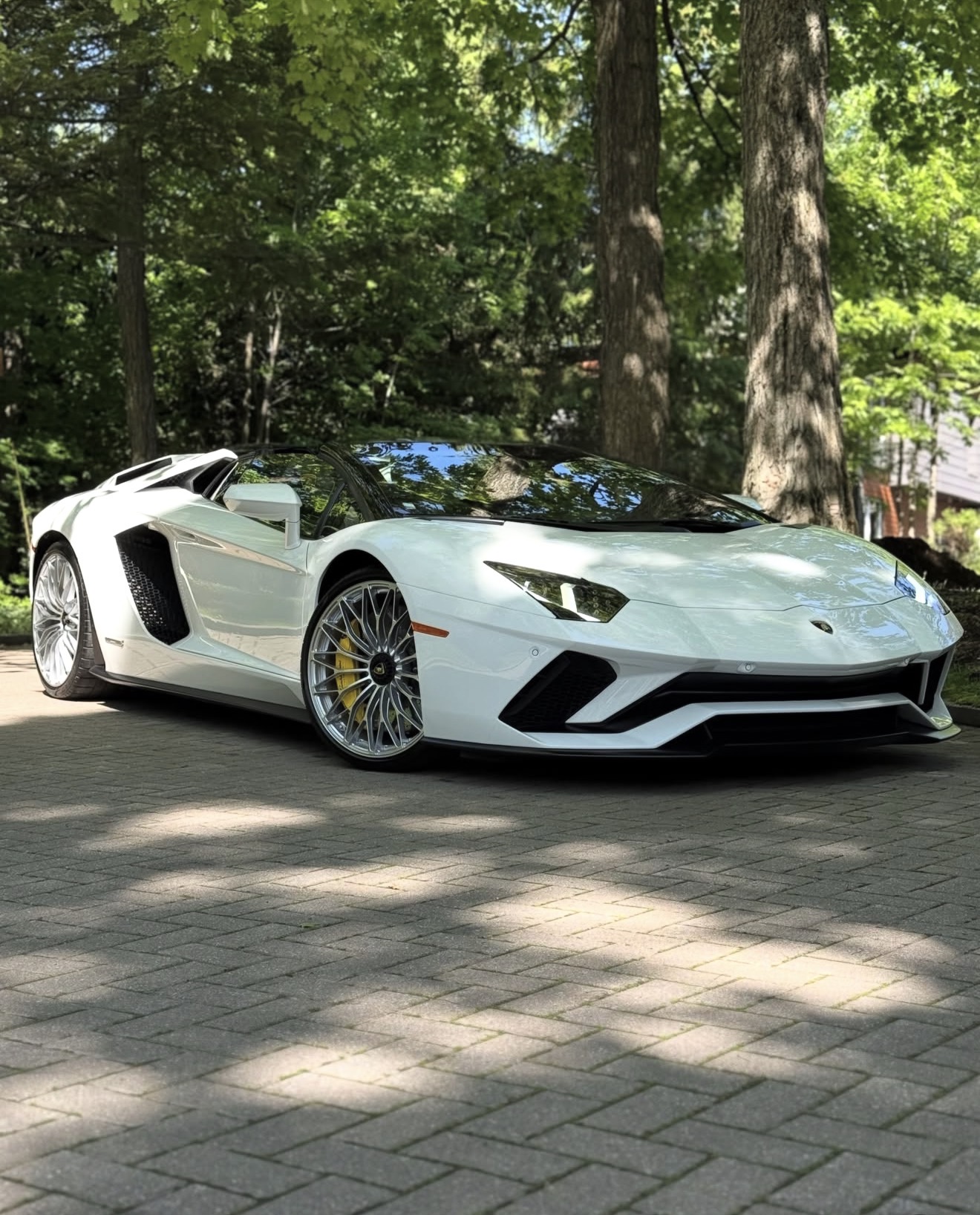 White Lamborghini Aventador after a full detail