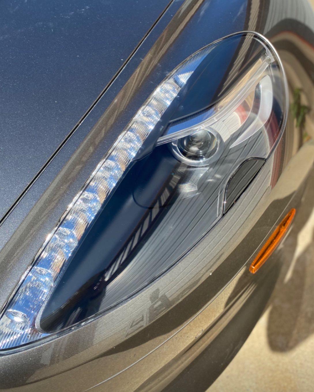 Restored headlight after polishing