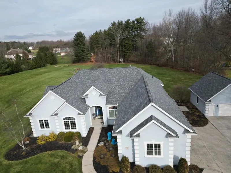 Residential asphalt shingle roof on single-family home