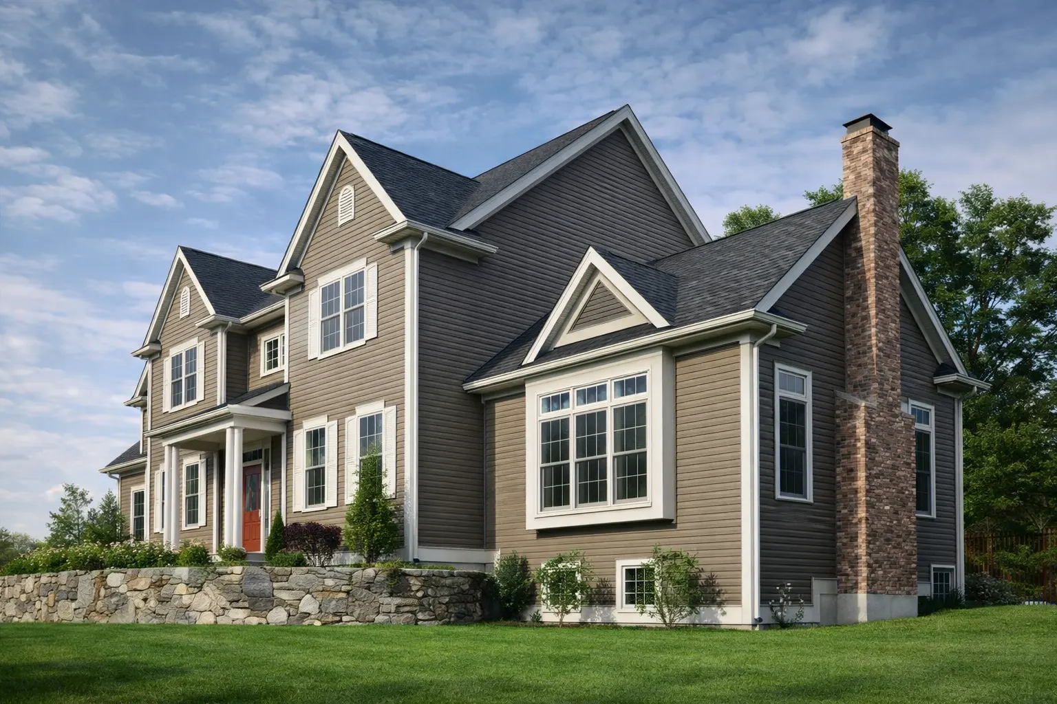 Residential asphalt shingle roof on single-family home