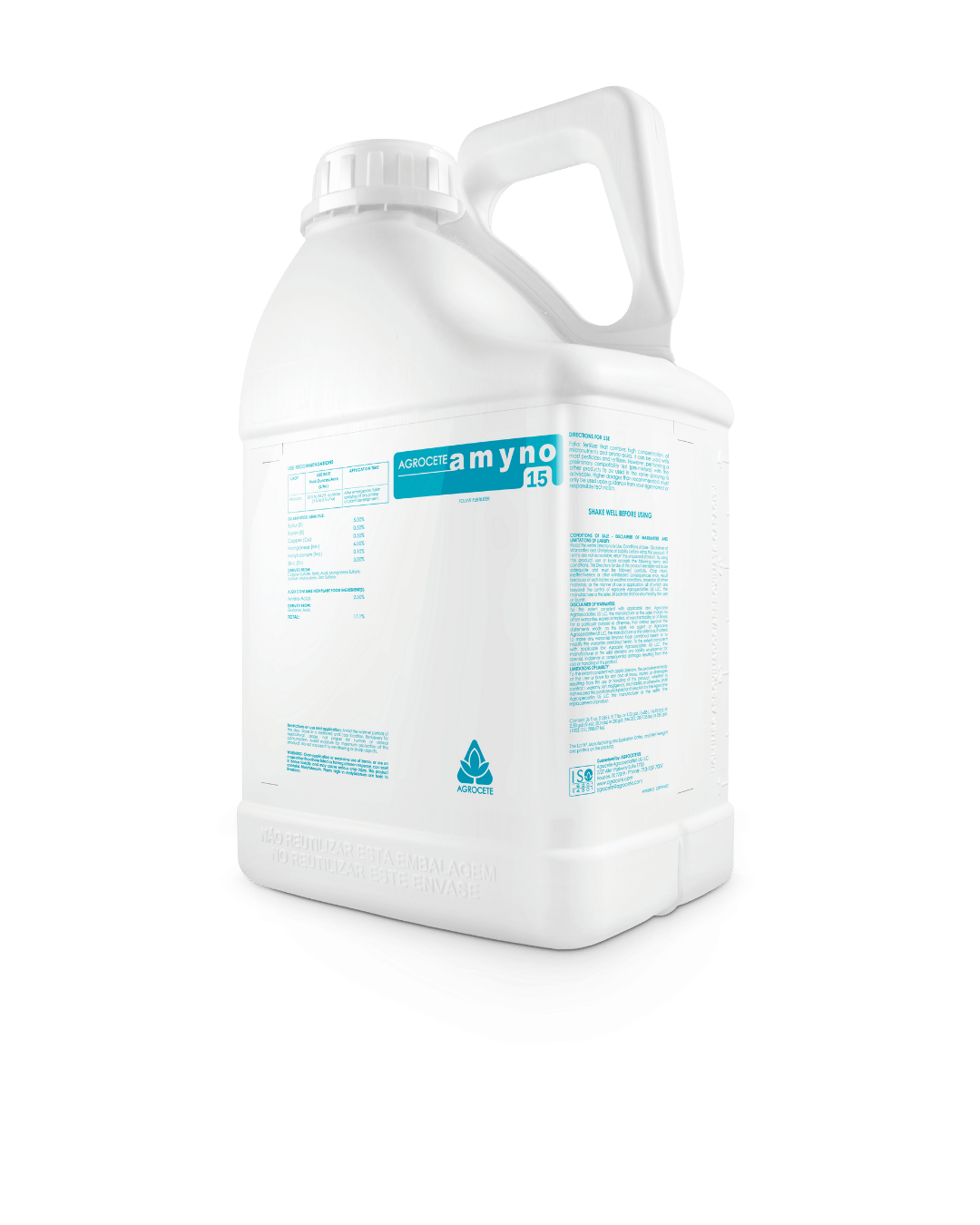Agrocete Amyno 15 amino acid and micronutrient foliar fertilizer jug