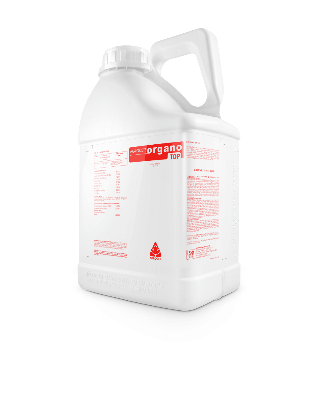 Agrocete Organo TOP carbon-based foliar fertilizer jug