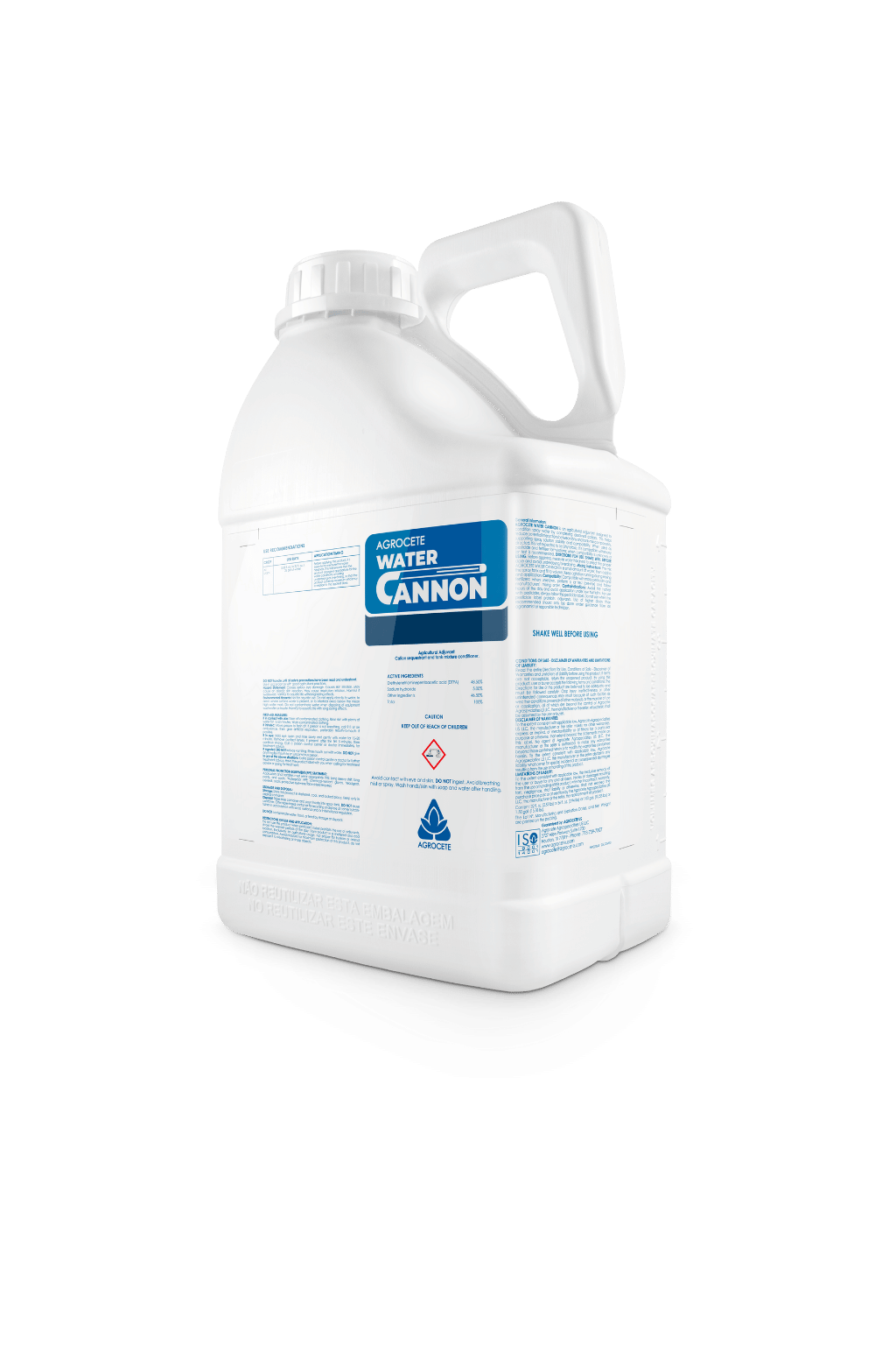 Agrocete Water Cannon hard water conditioner spray tank adjuvant jug