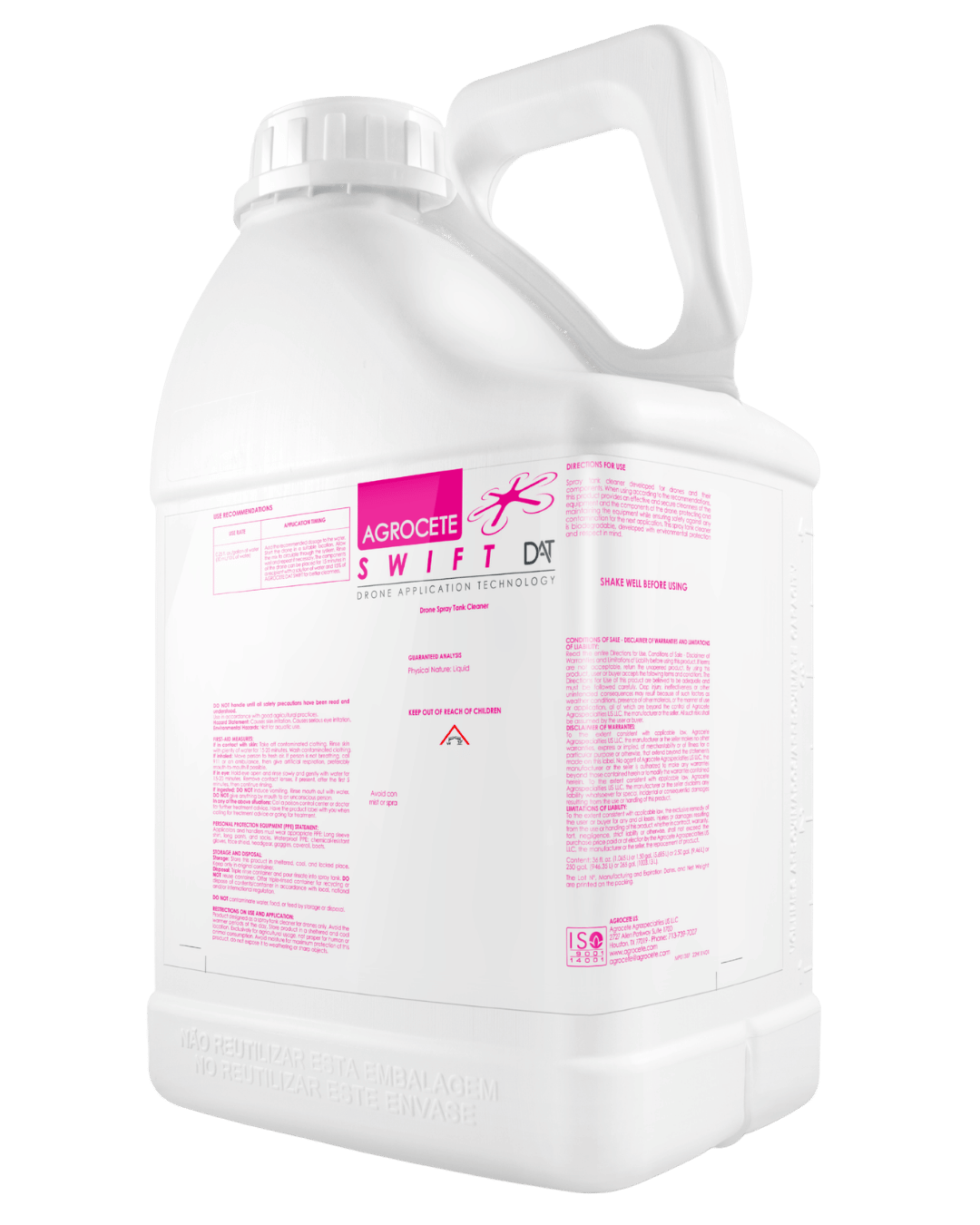 Agrocete SWIFT DAT UAV tank and system cleaner jug for drone spraying operations