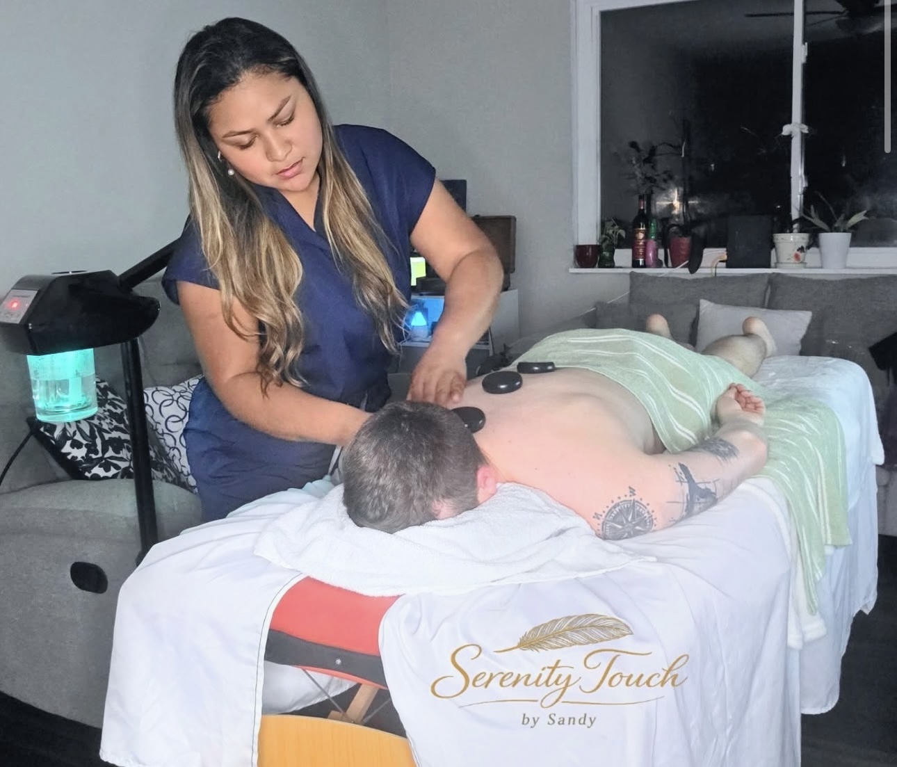 Massage service setup by Serenity Touch by Sandy