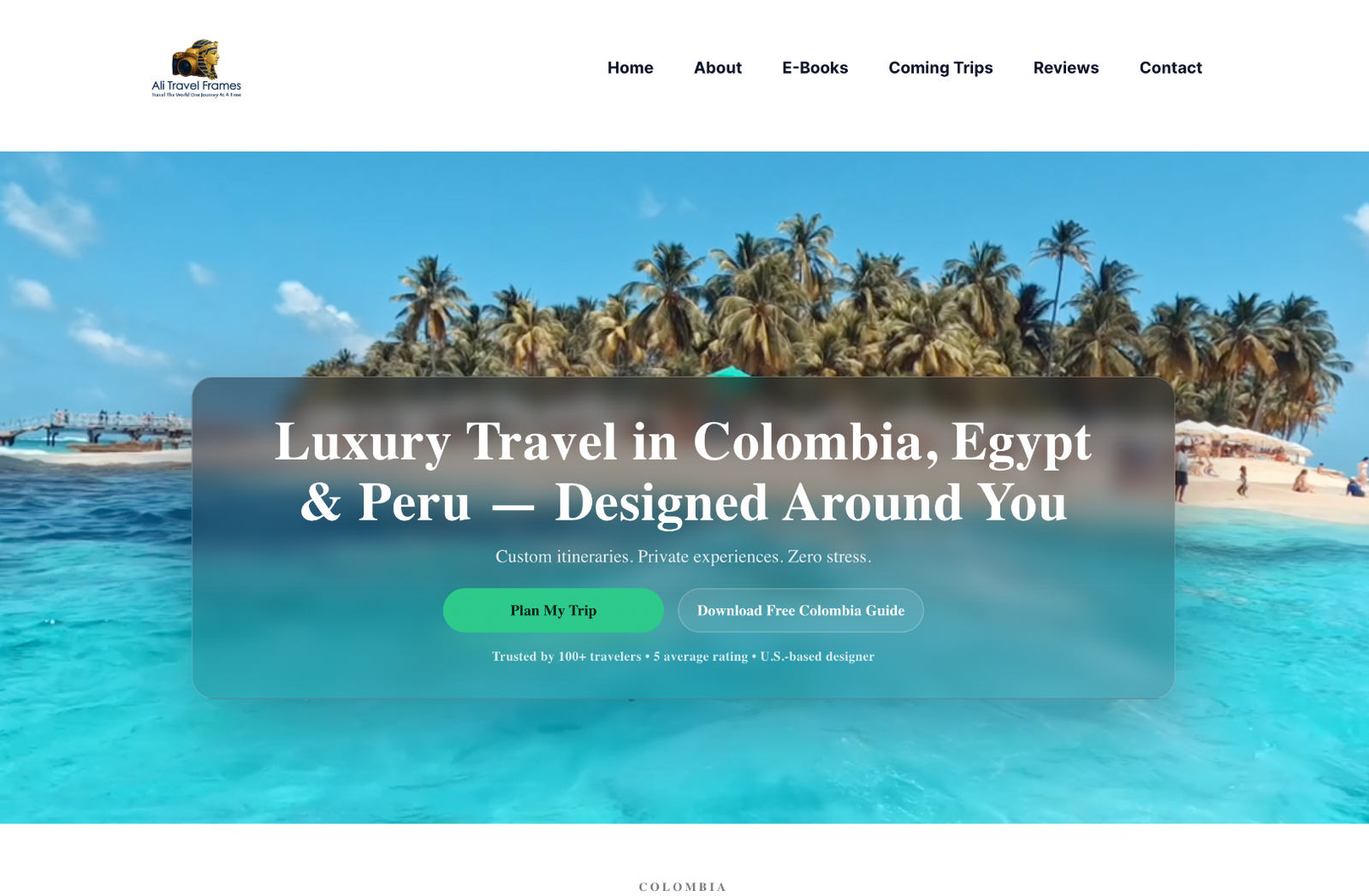 Ali Travel Frames website screenshot