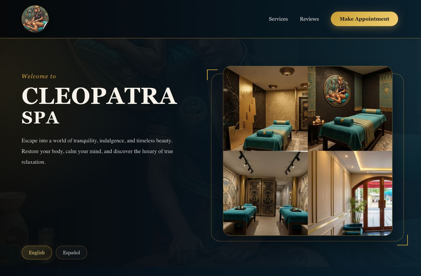 Cleopatra Spa website screenshot
