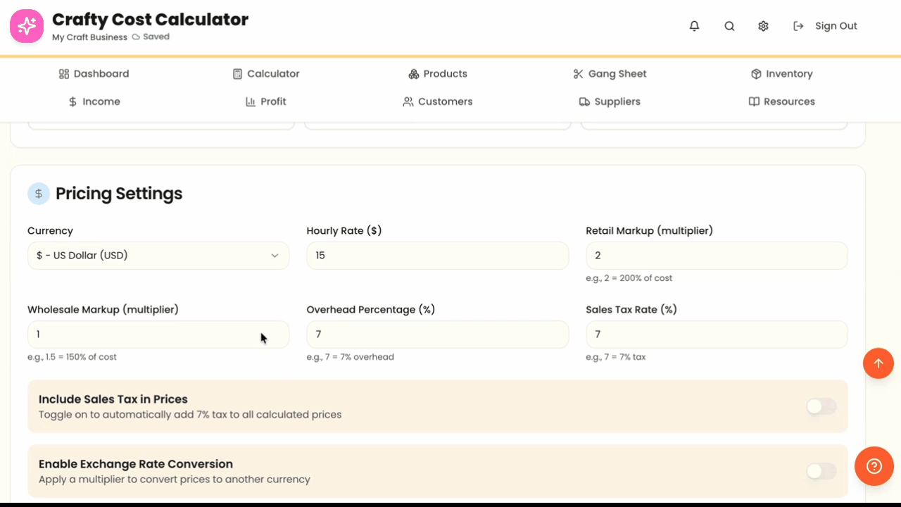 See how the Crafty Cost Calculator works