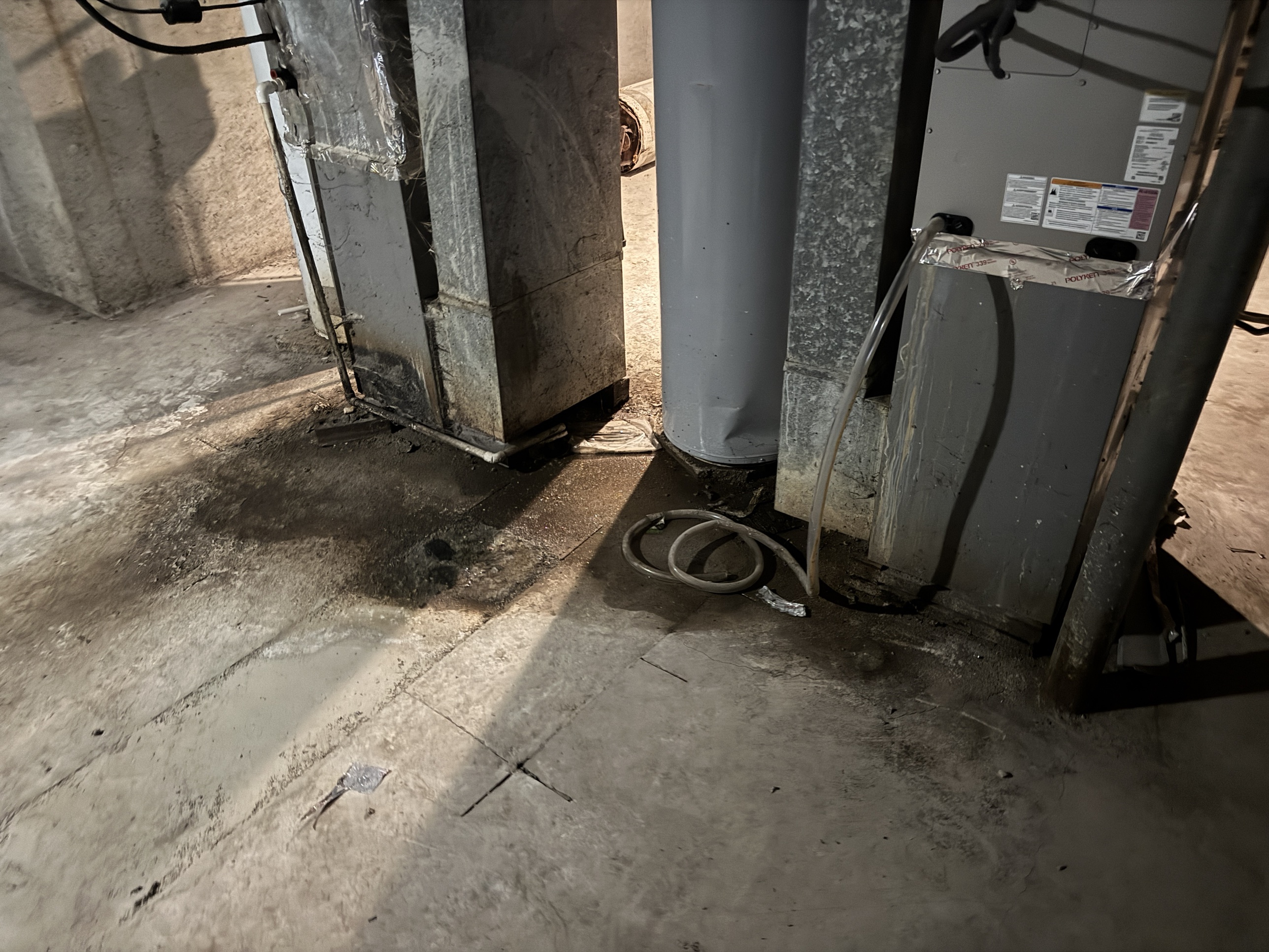 Contamination spread under HVAC equipment