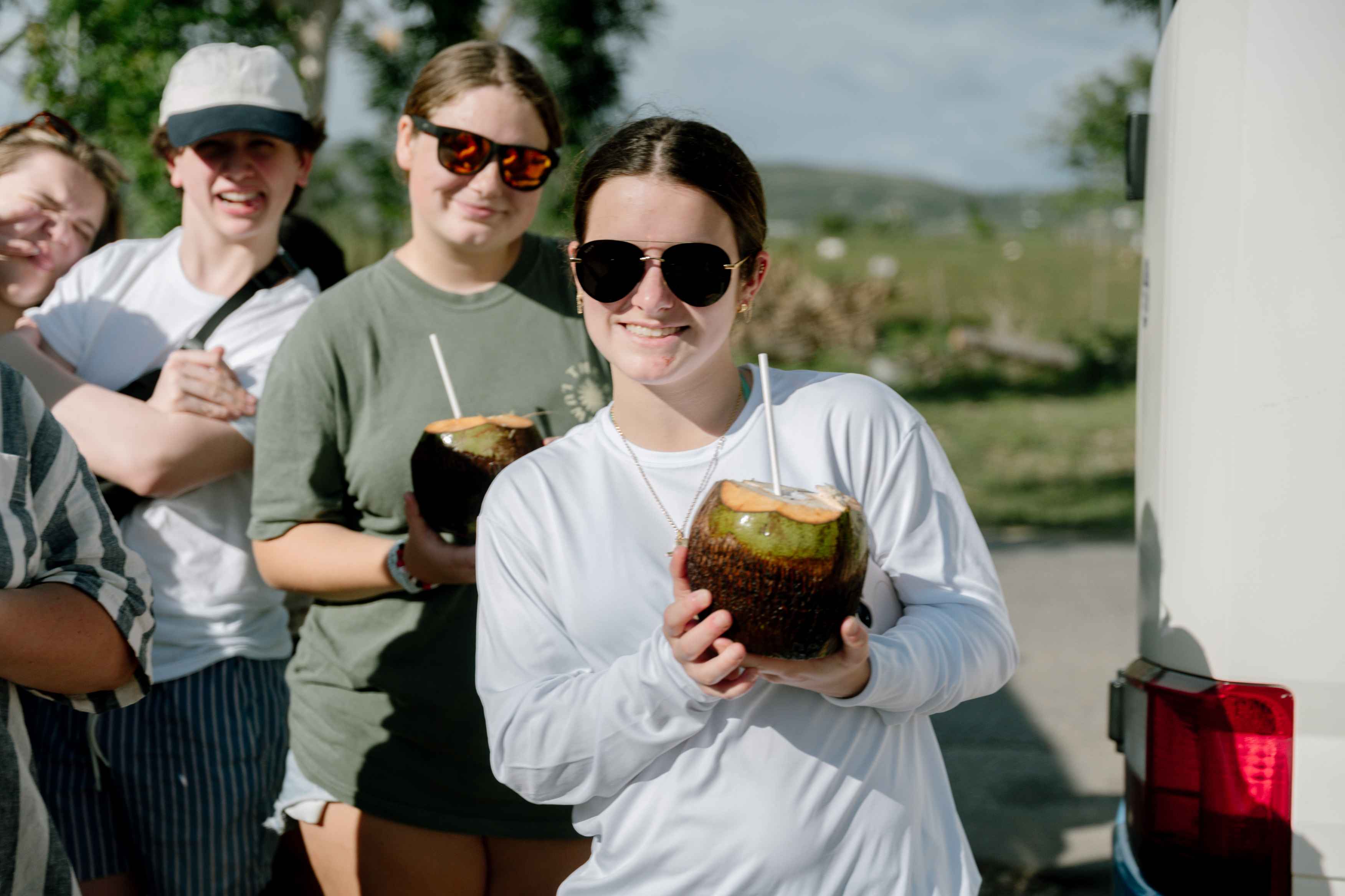Students excited on a trip