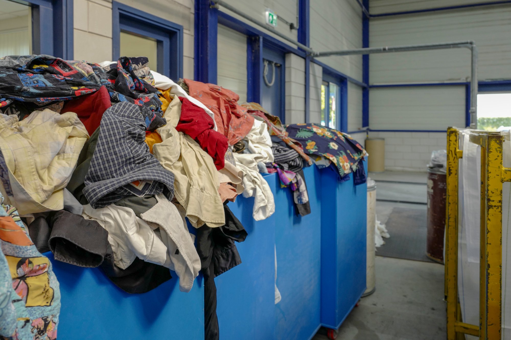Textile donation sorting bins