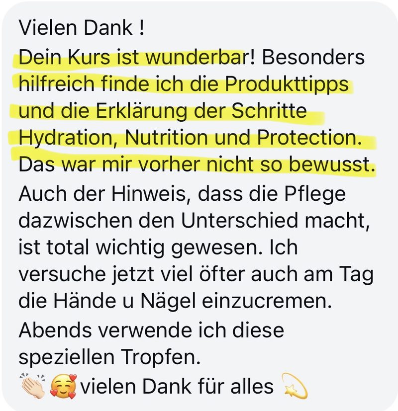 Nachricht einer Teilnehmerin auf Deutsch