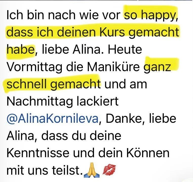 Nachricht einer Teilnehmerin auf Deutsch