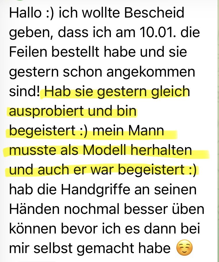 Nachricht einer Teilnehmerin auf Deutsch