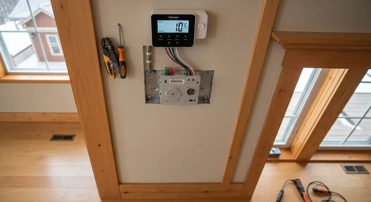 Heating system thermostat installation and adjustment