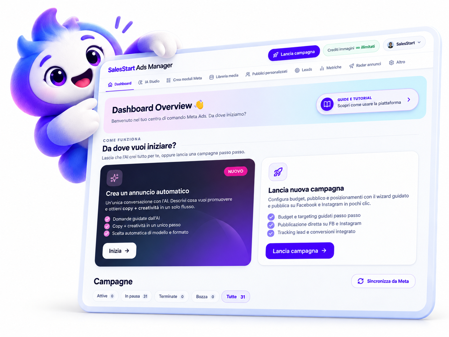 La dashboard SalesStart con l'Agente IA