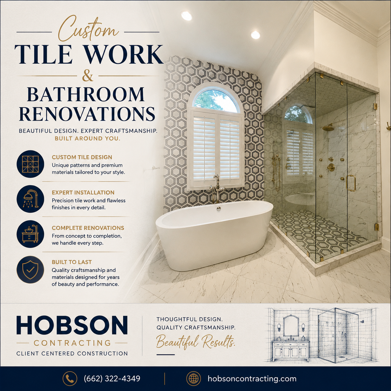 custom tile bathroom renovation in tupelo ms