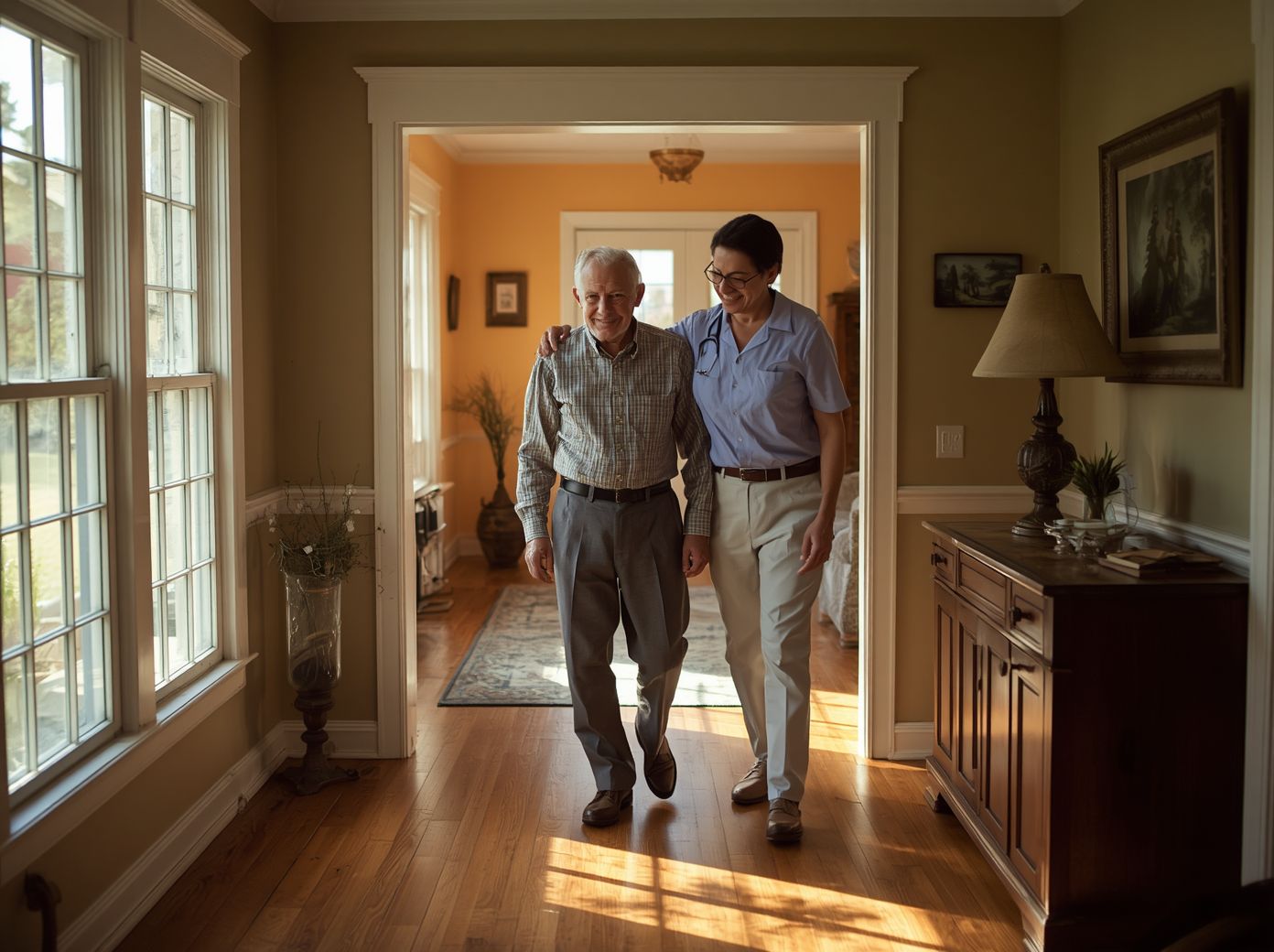 In-home caregiver assisting senior in Virginia-Highland Atlanta home