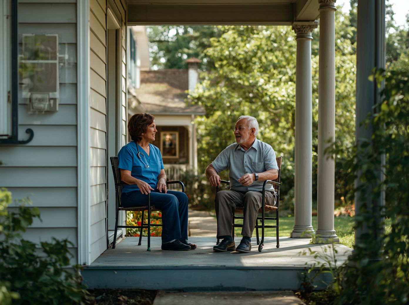 Caregiver with senior client in Decatur Georgia home