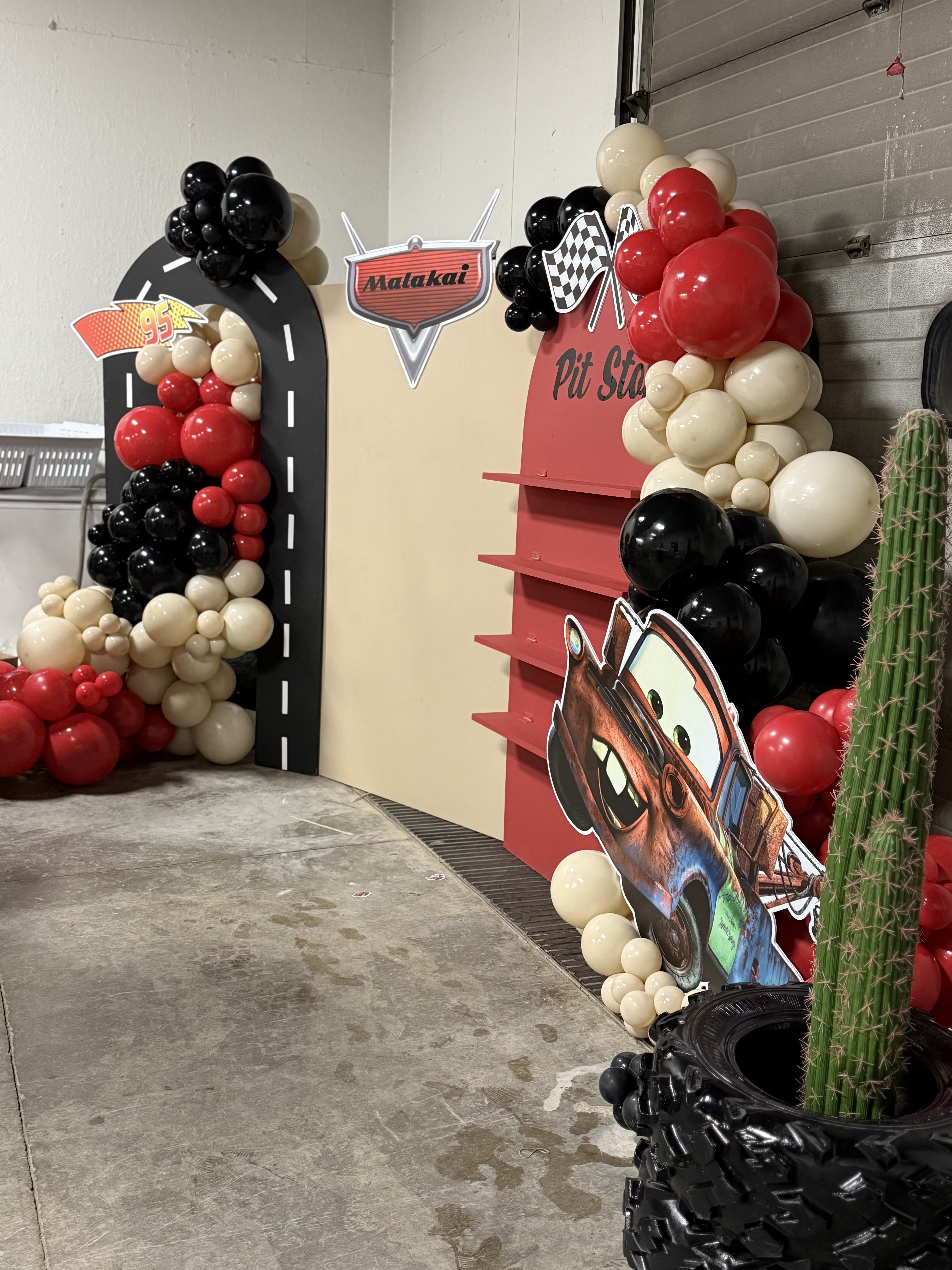 Cars themed balloon photo booth
