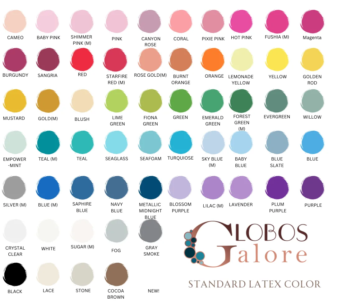Balloon color chart reference