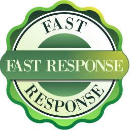 Gold medal icon with a checkmark symbolizing fast response
