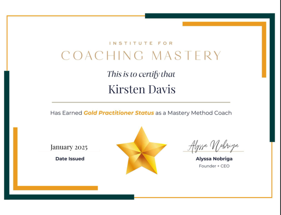 Kirsten Davis coaching business certification from Mastery Method