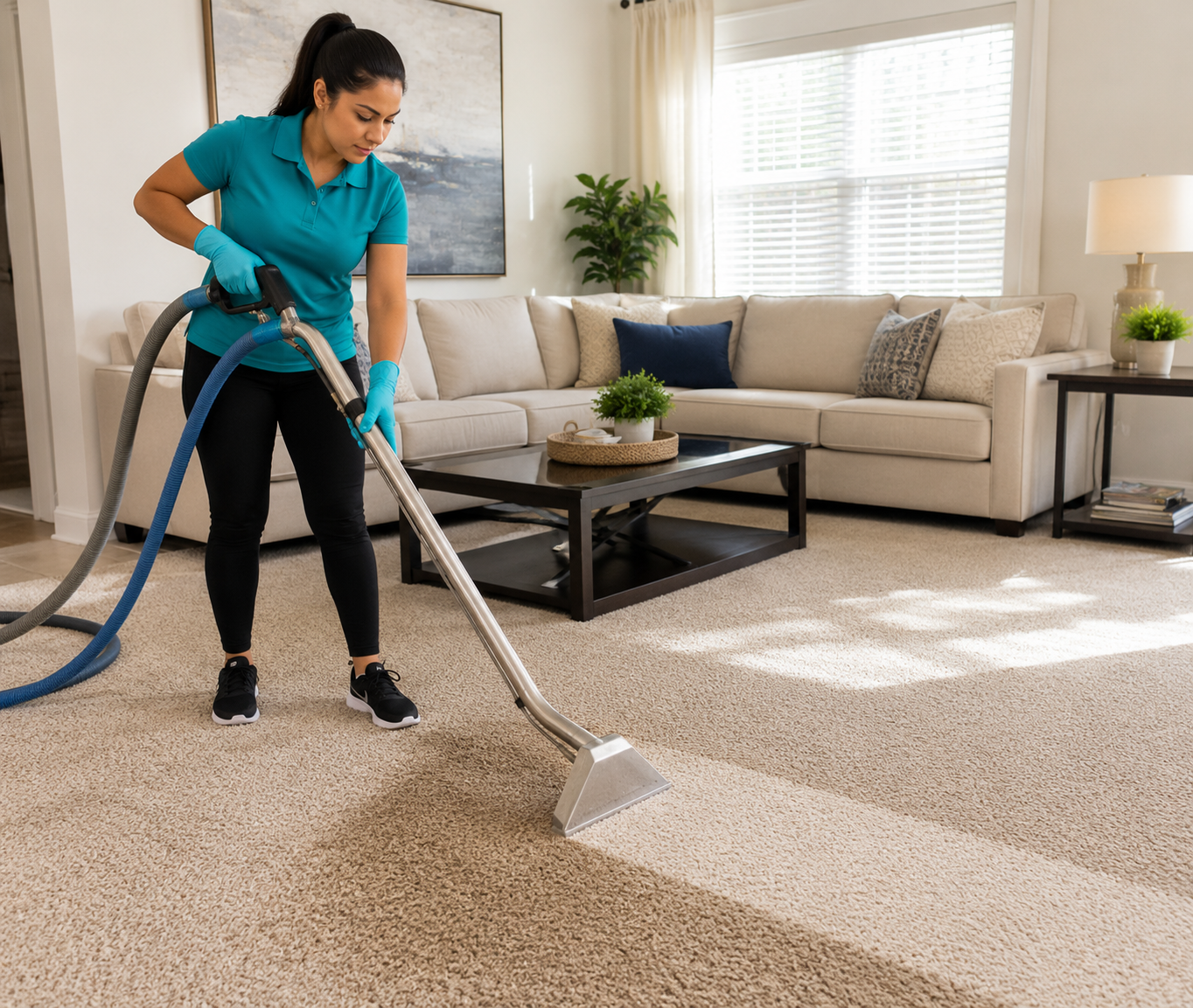 Carpet Deep Cleaning — Professional carpet extraction in a Sunrise family home. Prime Pro Cleaning, Broward & Miami-Dade County, FL