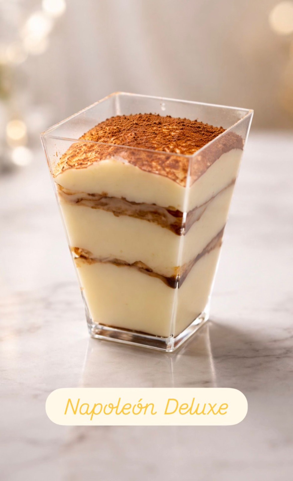 Handcrafted Napoléon with silky English cream and crisp cookie layers