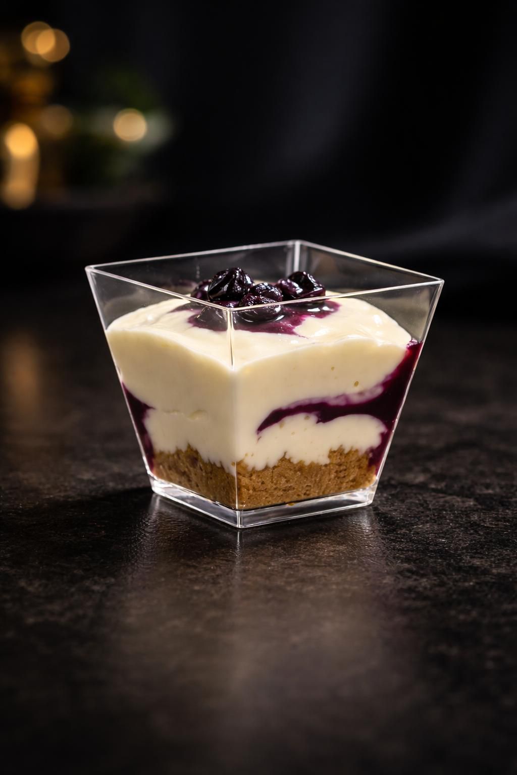 Handcrafted New York Cheesecake with velvety cream cheese filling and fresh fruit topping