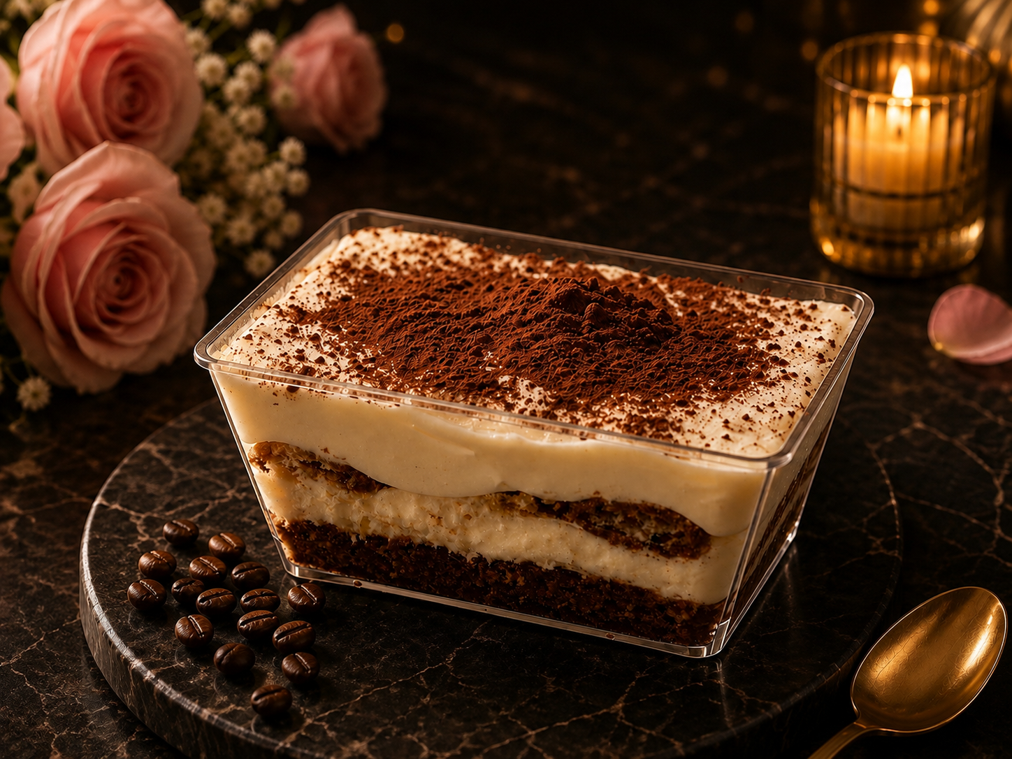 Signature Tiramisù with rich mascarpone, coffee liqueur, and dark cocoa finish