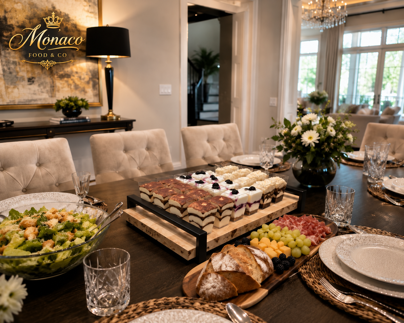 Beautifully styled charcuterie arrangement with seasonal fruits
