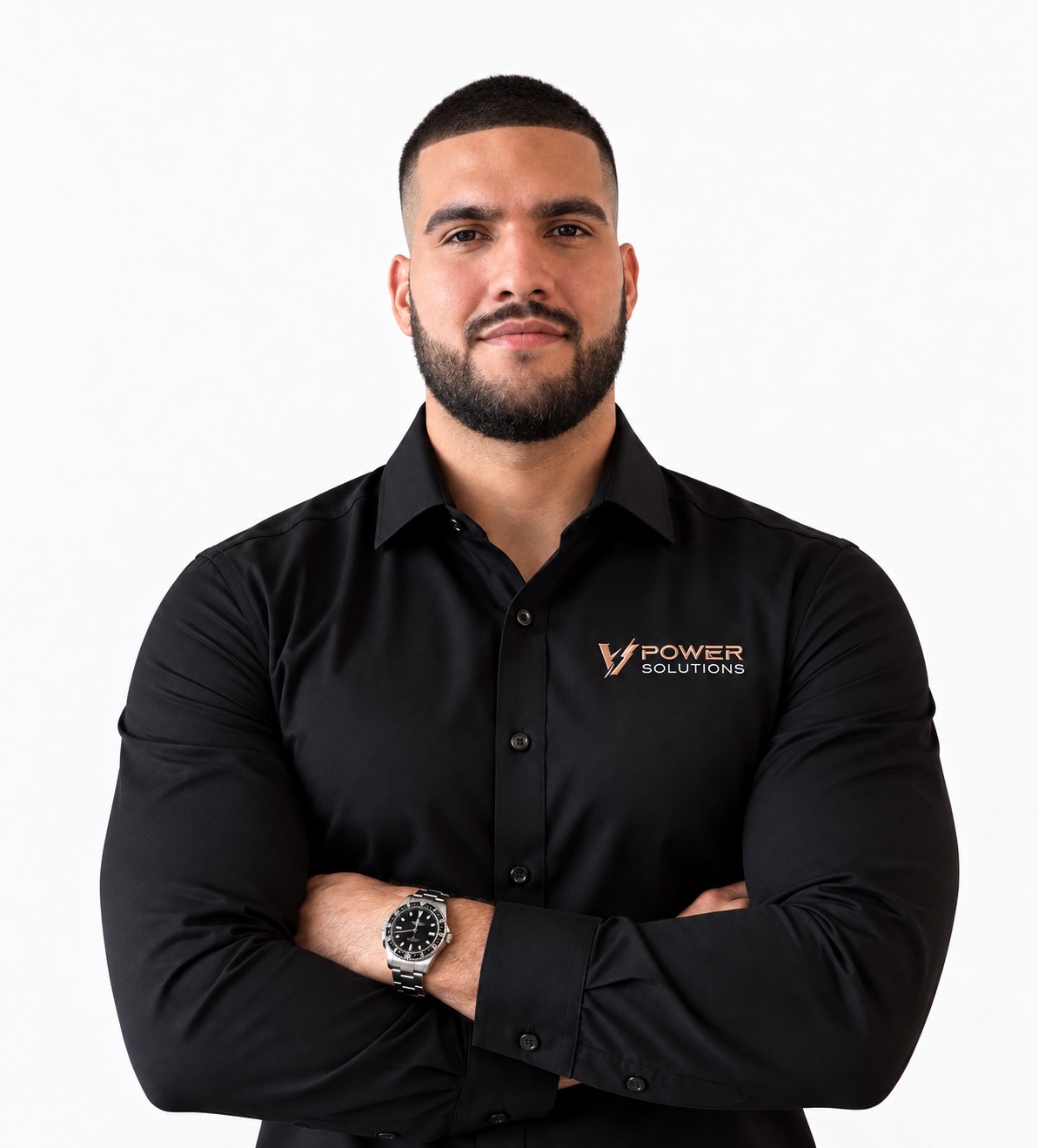 V Power Solutions technician installing security cameras and smart-home technology at a Florida property