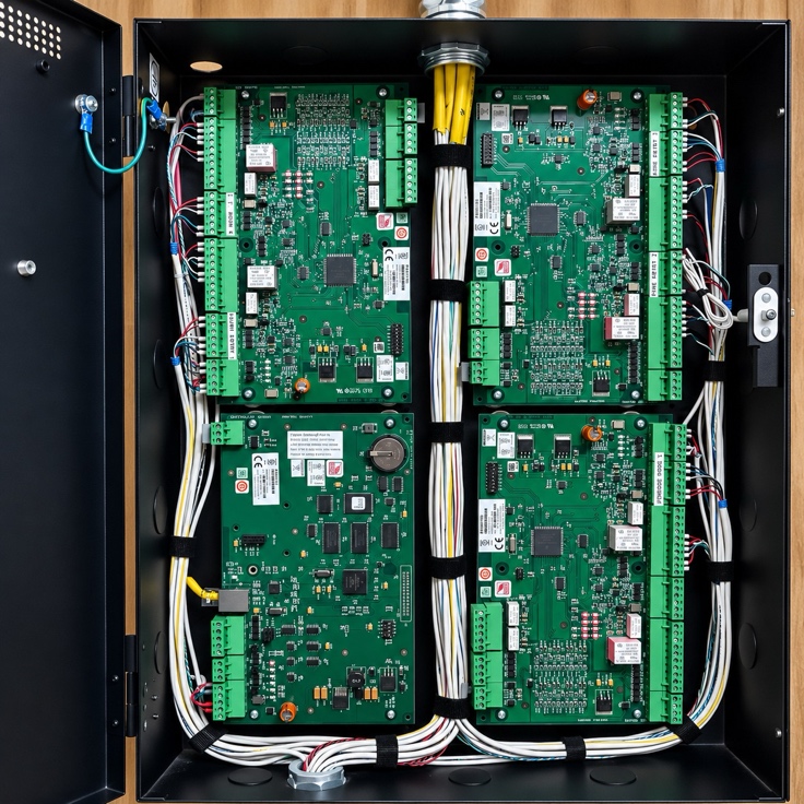 Low-voltage wiring and control cabinet