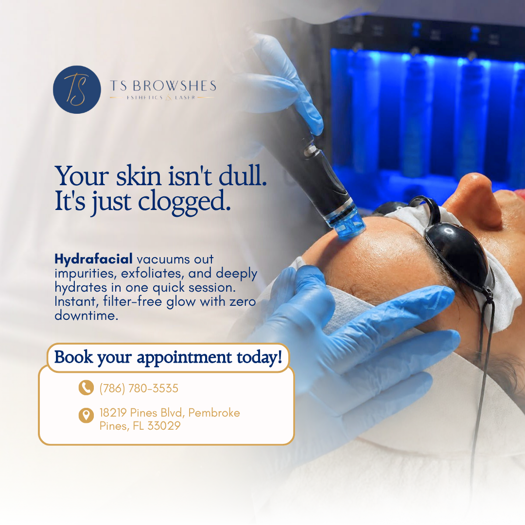 Hydrafacial treatment with a facial handpiece at TS Browshes Esthetics & Laser