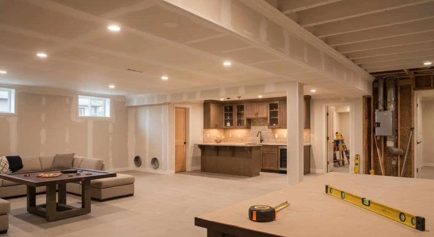 Finished basement with rec room