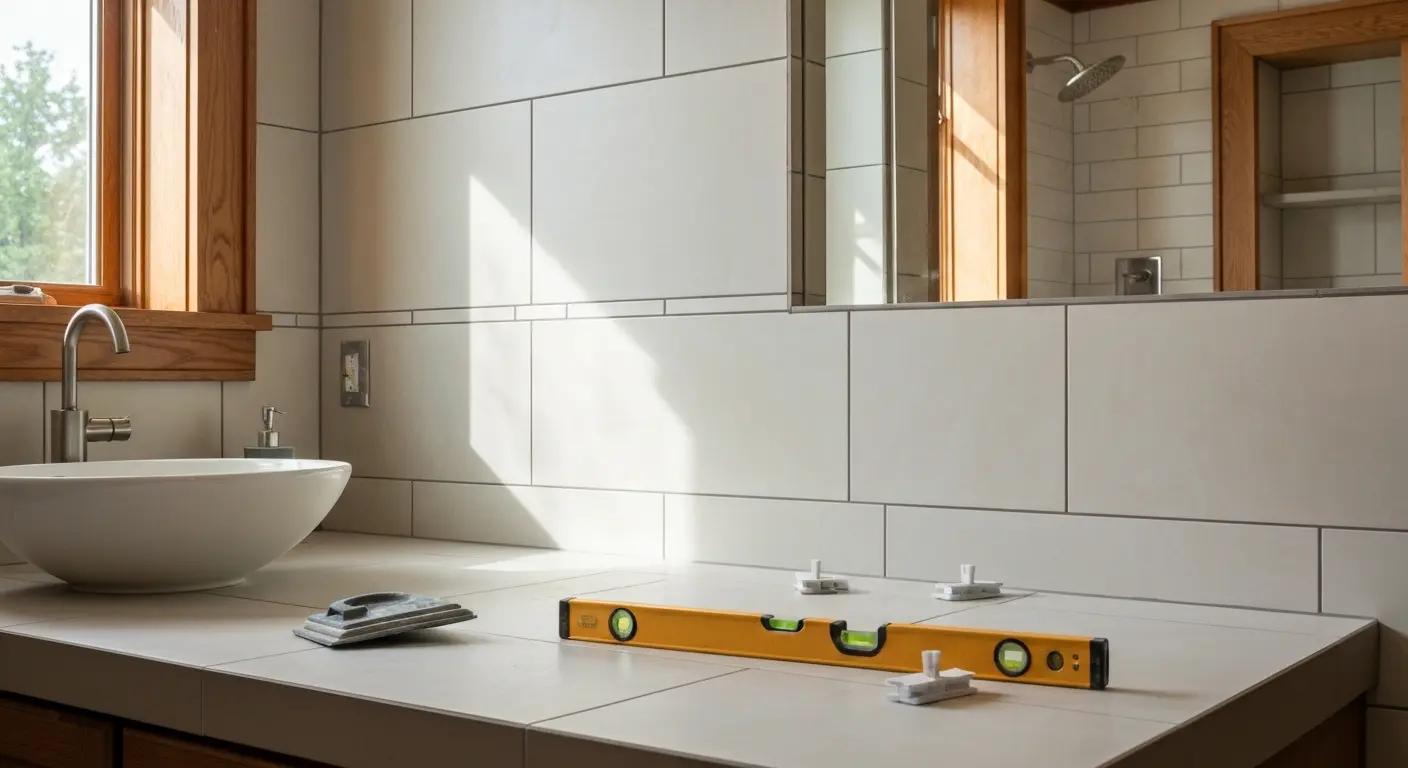 Luxurious bathroom remodel with tile and fixtures