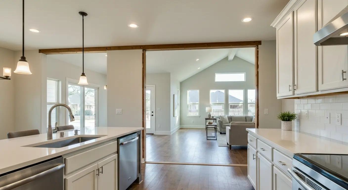 Open concept remodel combining kitchen and living room
