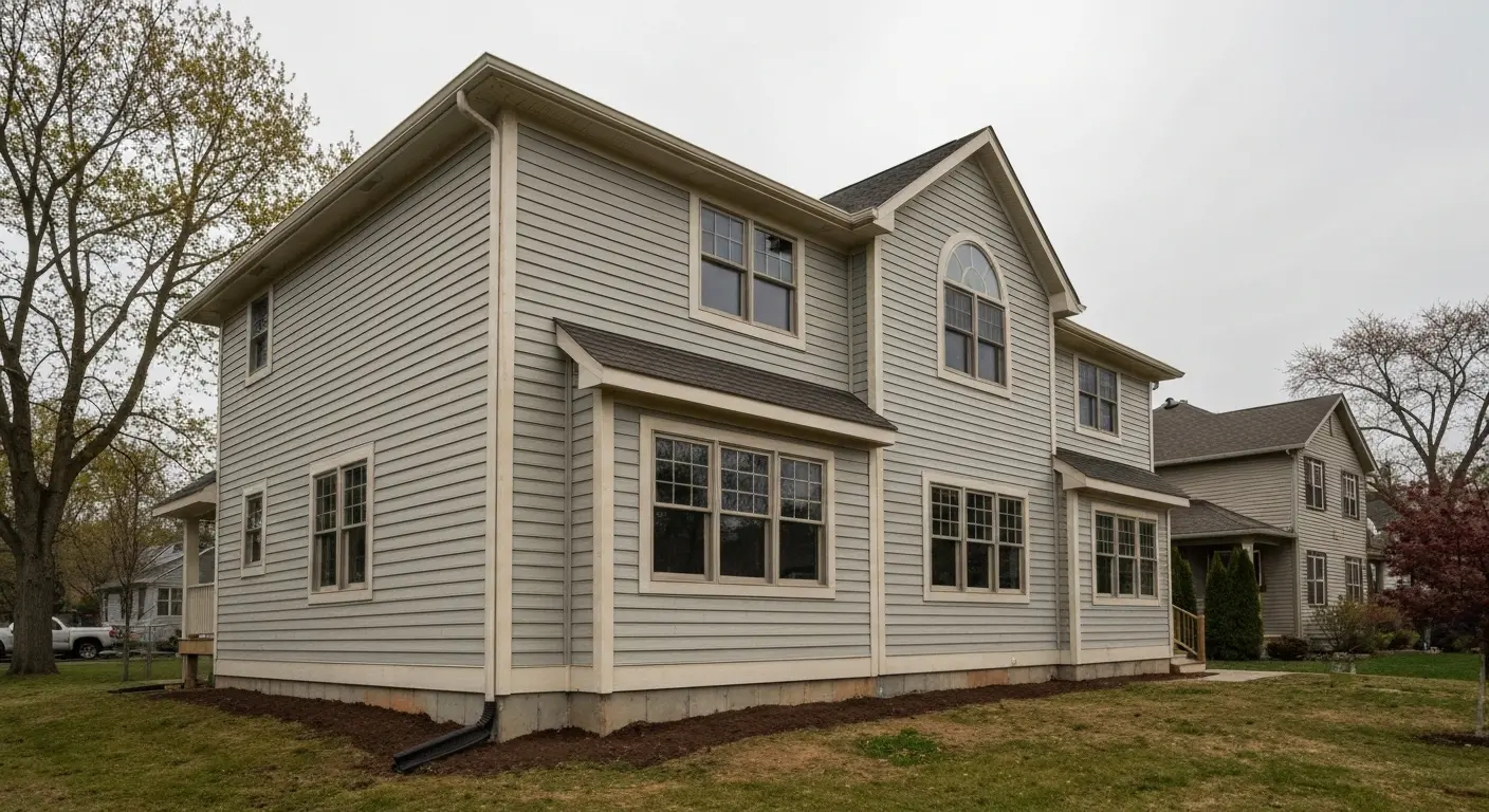 Two-story room addition with matching architecture
