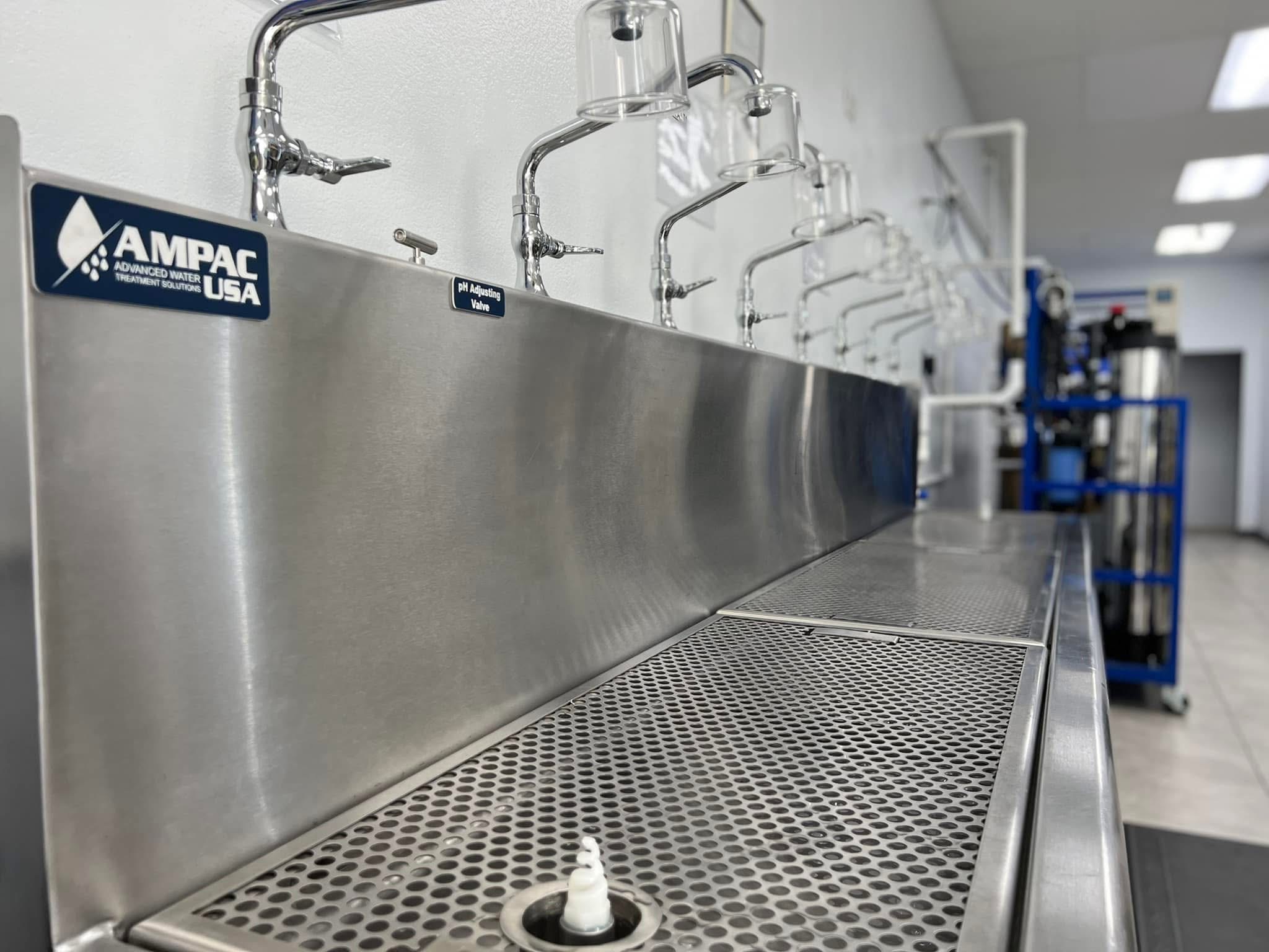 family drinking water