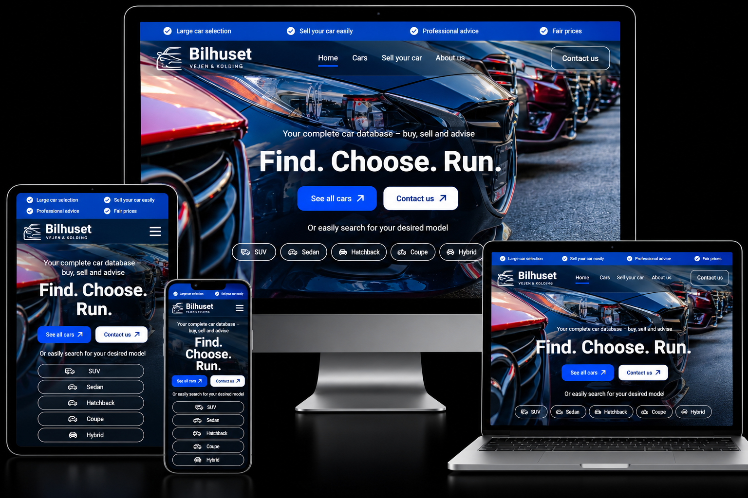 Bilhuset Vissenbjerg car dealership website shown on desktop, laptop, tablet and phone