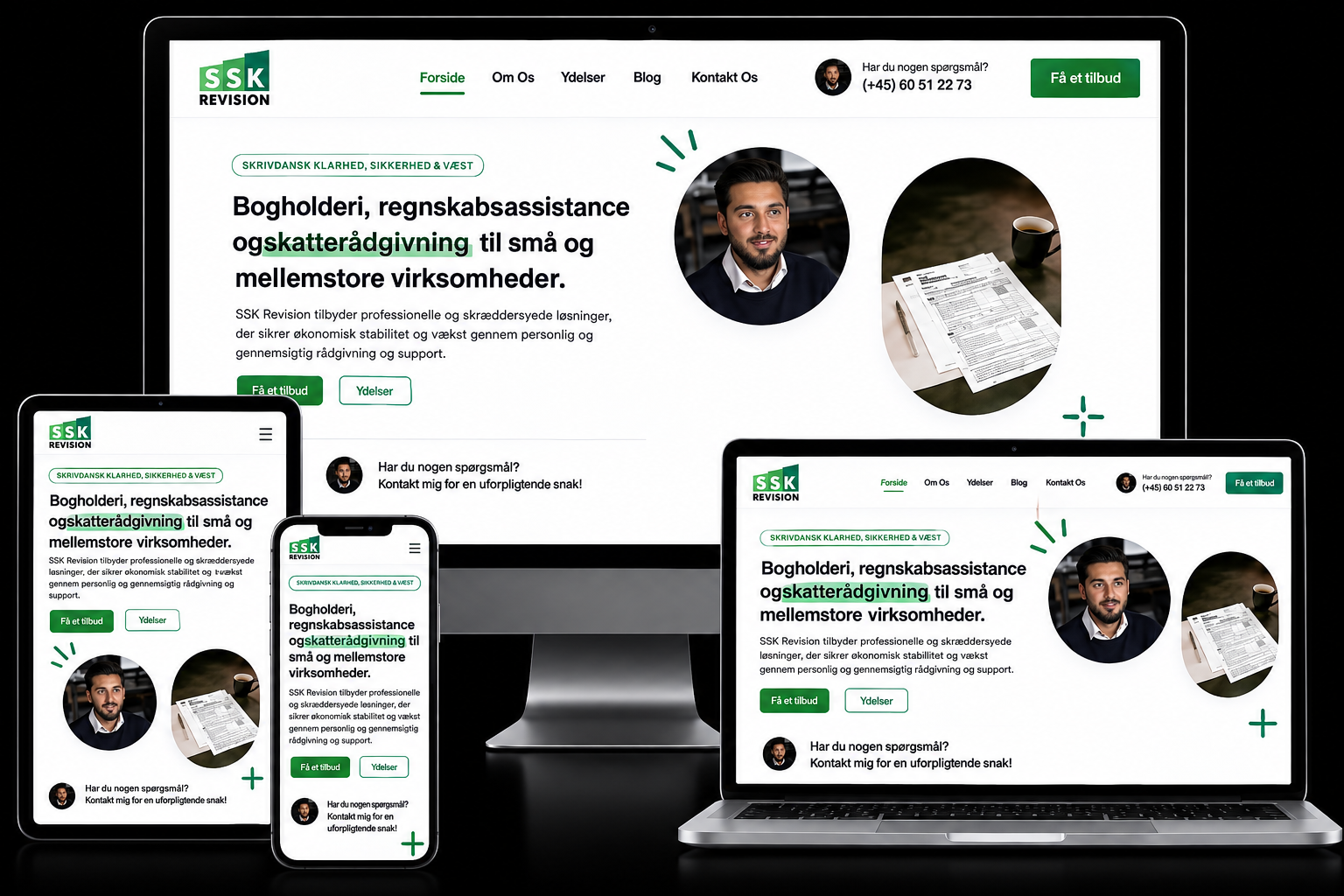 SSK Revision accounting and bookkeeping website shown on desktop, laptop, tablet and phone