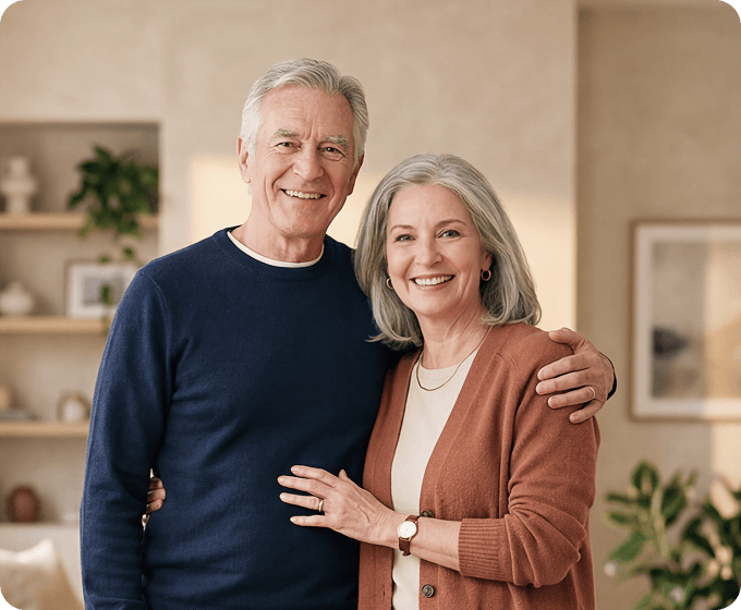 A retired couple at home