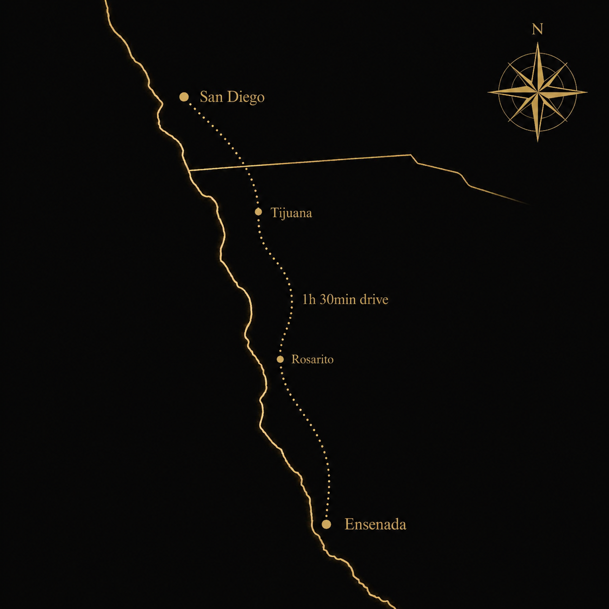 Route from San Diego to Ensenada