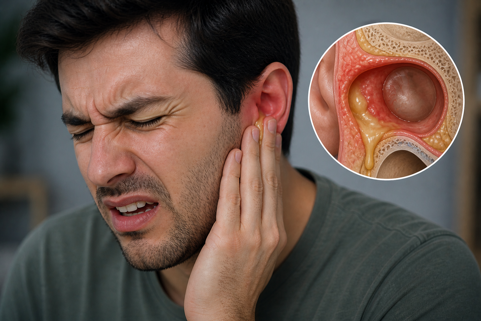 Dolor de oído con secreción · Otitis