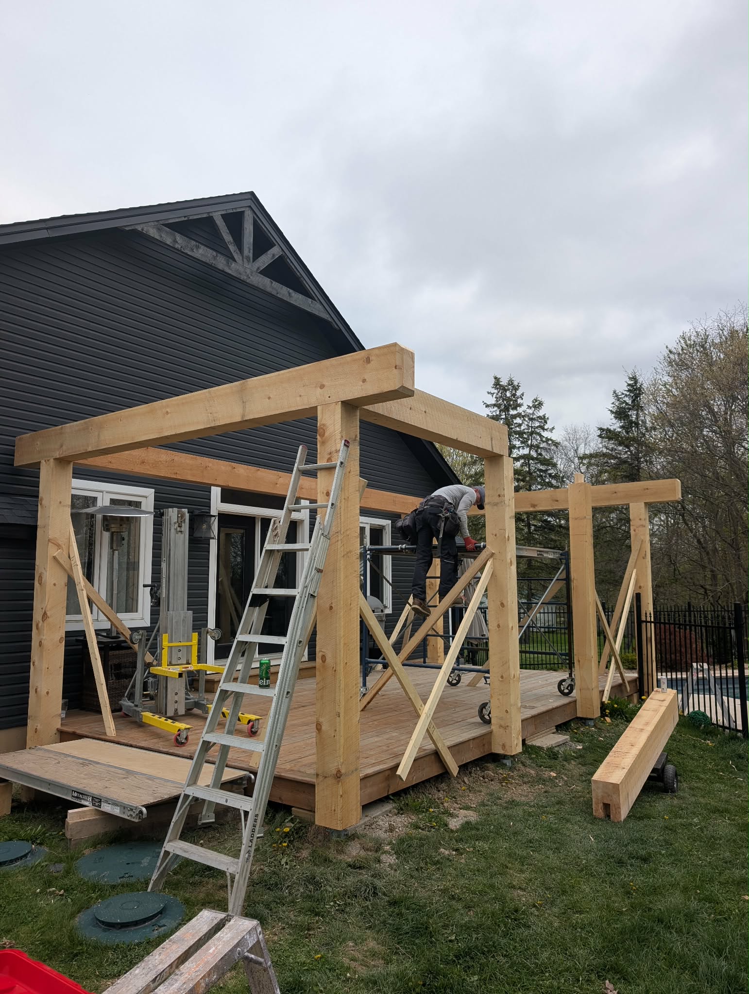 Postech Hamilton screw piles installed for a covered timber frame deck project