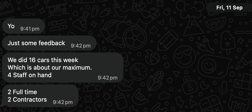 Message from a Tarai Marketing client
